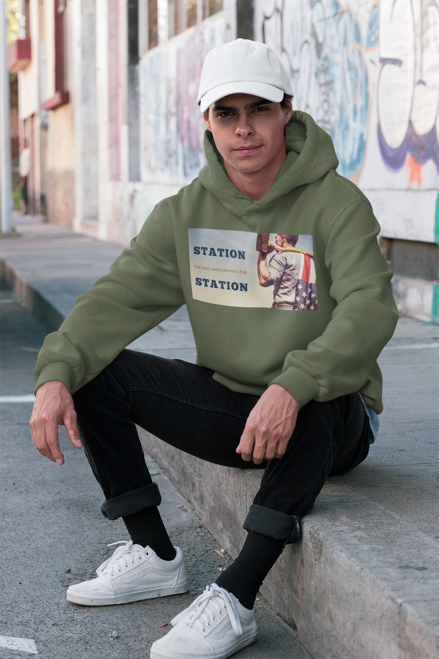 Station The Man Who Can Man The Station - Unisex Heavy Blend™ Hooded Sweatshirt