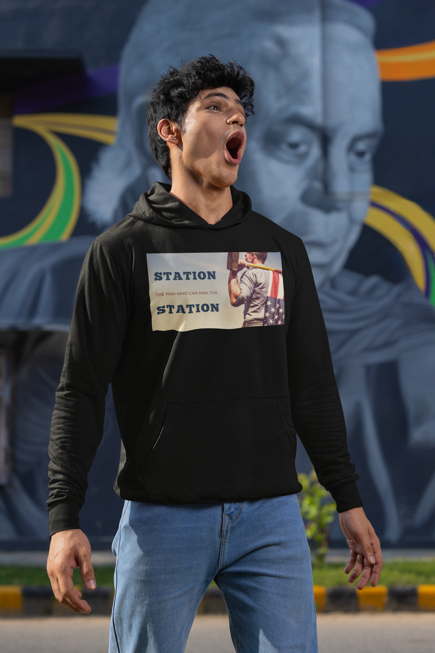 Station The Man Who Can Man The Station - Unisex Heavy Blend™ Hooded Sweatshirt