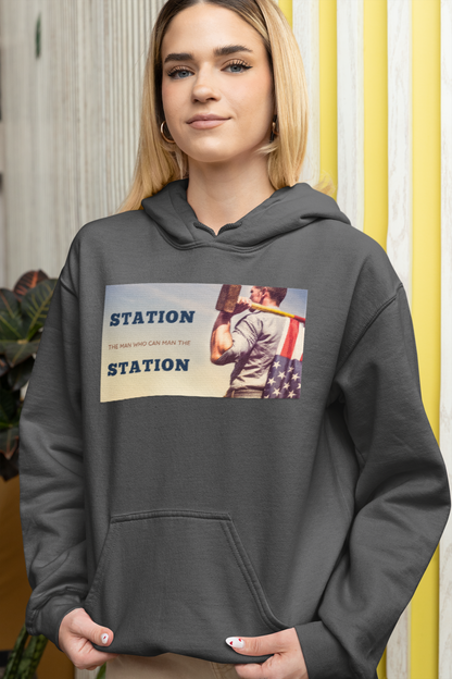 Station The Man Who Can Man The Station - Unisex Heavy Blend™ Hooded Sweatshirt