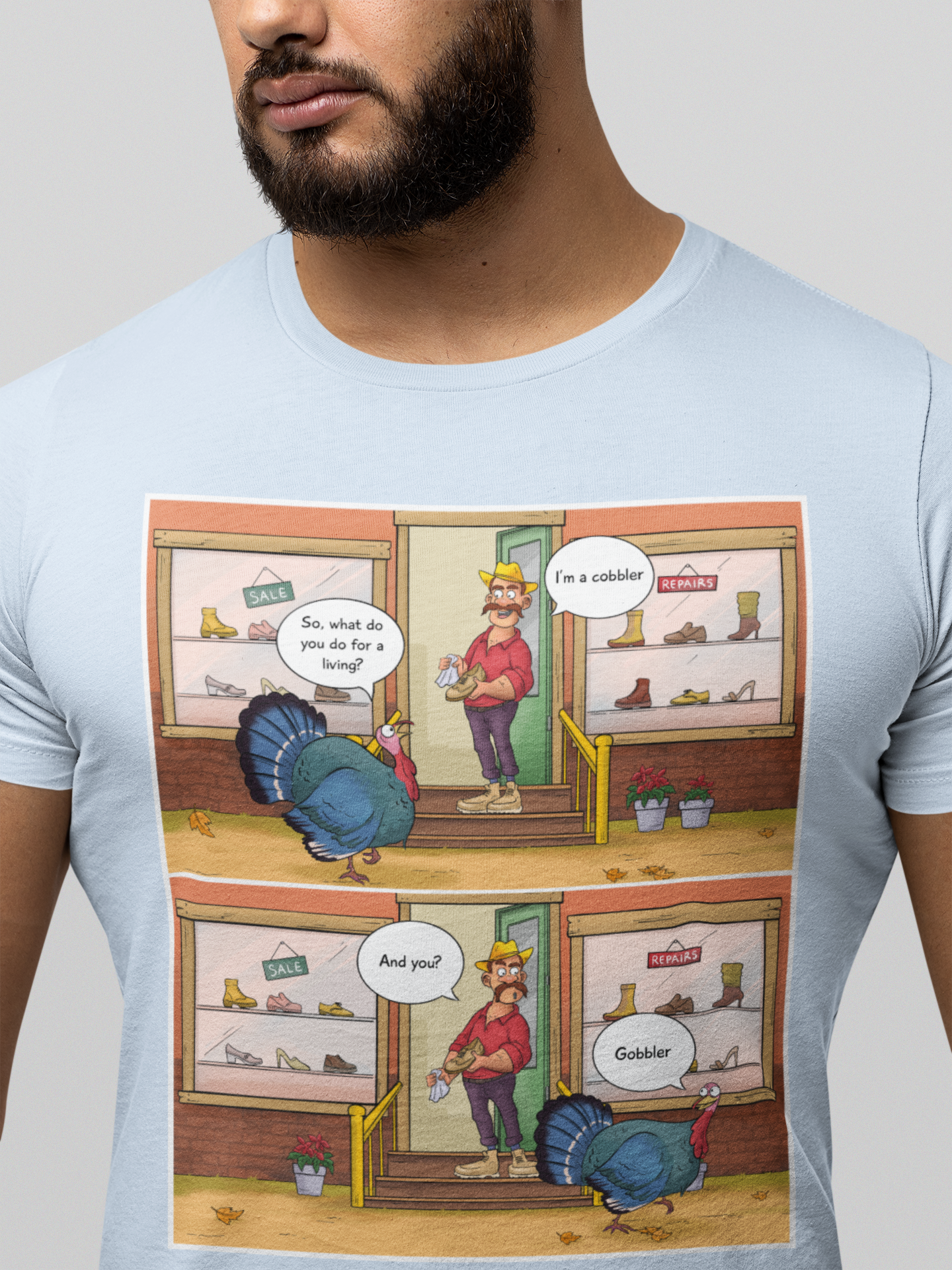 Cobbler Meets Gobbler - Unisex Jersey Short Sleeve Tee