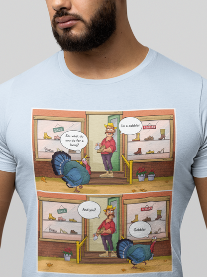 Cobbler Meets Gobbler - Unisex Jersey Short Sleeve Tee